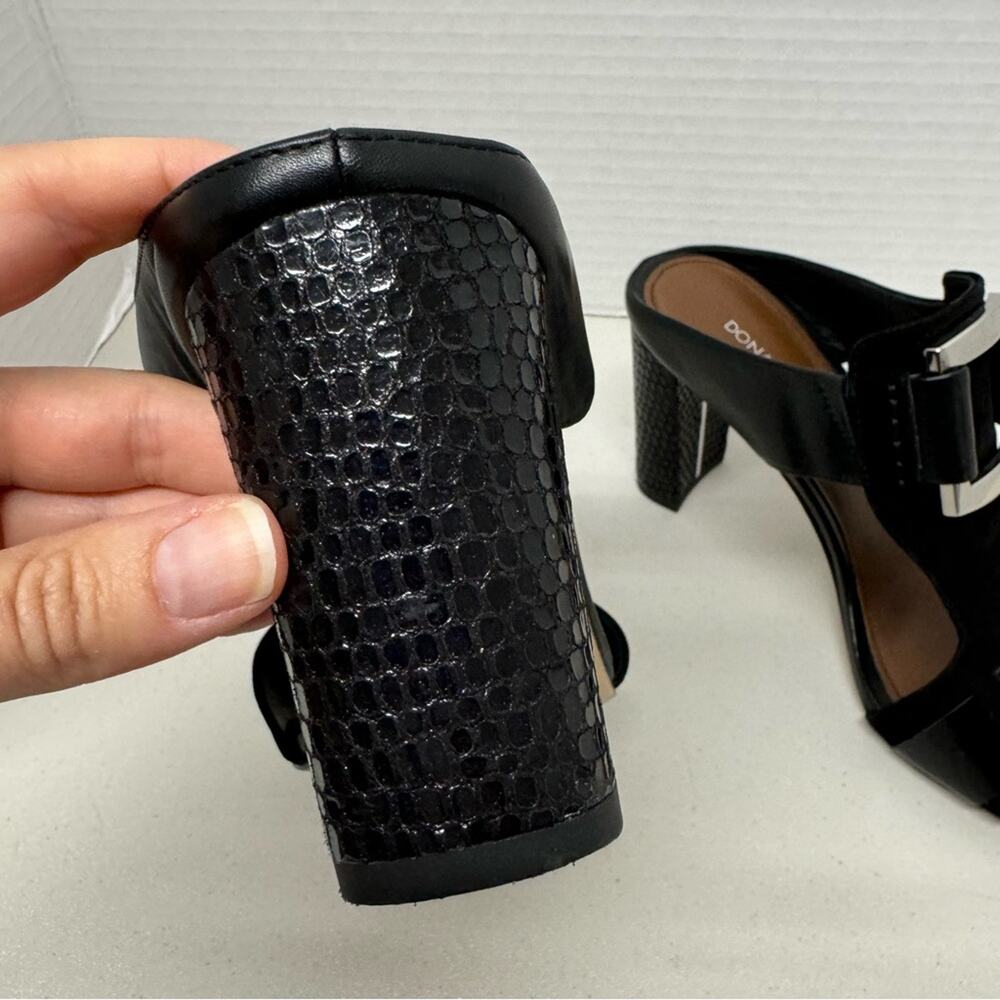 Donald J Pliner Black Leather Slip On Mule Heels Womens 7.5 Tesa Buckle Accent - Picture 11 of 11
